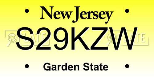 S29KZW New Jersey License Plate