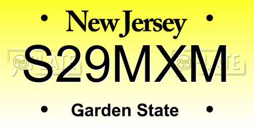 S29MXM New Jersey License Plate