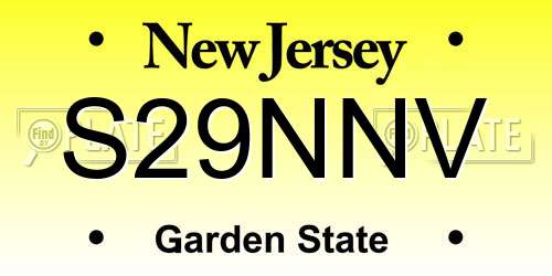 S29NNV New Jersey License Plate