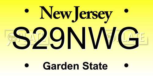 S29NWG New Jersey License Plate