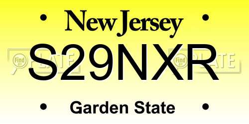 S29NXR New Jersey License Plate