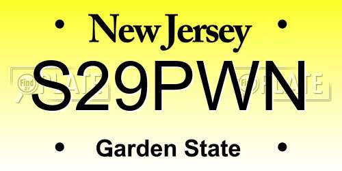 S29PWN New Jersey License Plate