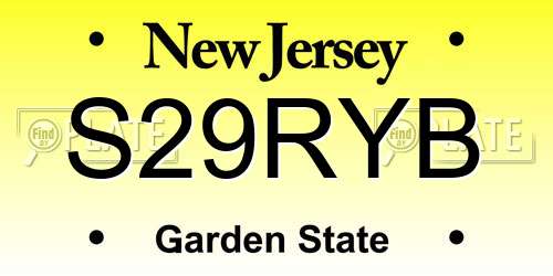 S29RYB New Jersey License Plate