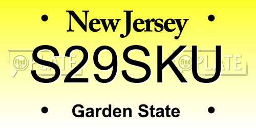 S29SKU New Jersey License Plate
