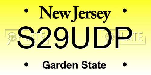 S29UDP New Jersey License Plate