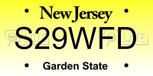 S29WFD New Jersey License Plate