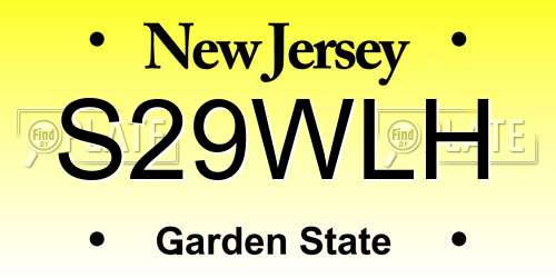 S29WLH New Jersey License Plate