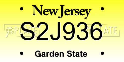 S2J936 New Jersey License Plate