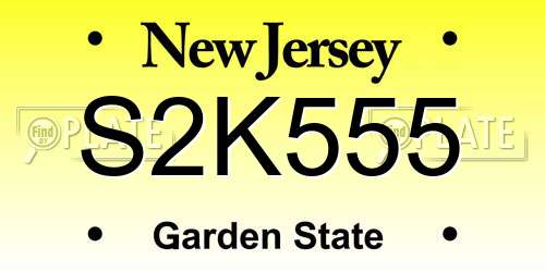 S2K555 New Jersey License Plate