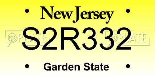 S2R332 New Jersey License Plate