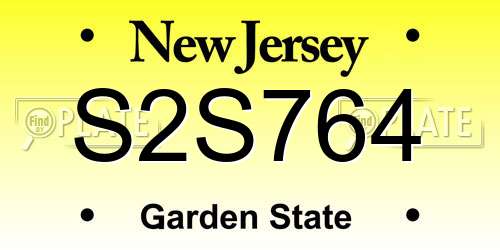 S2S764 New Jersey License Plate