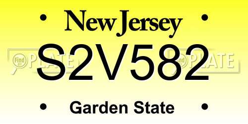 S2V582 New Jersey License Plate