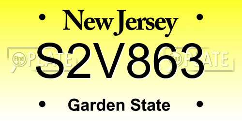 S2V863 New Jersey License Plate