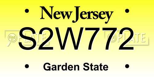 S2W772 New Jersey License Plate