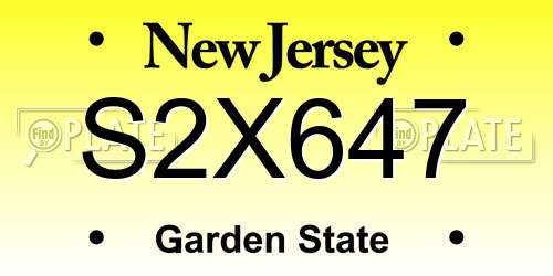 S2X647 New Jersey License Plate