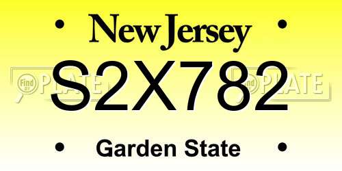 S2X782 New Jersey License Plate