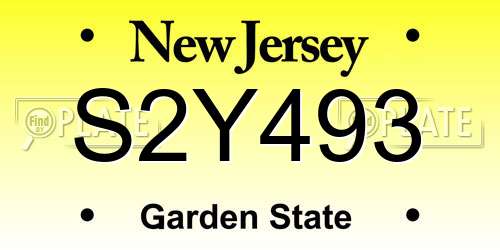 S2Y493 New Jersey License Plate