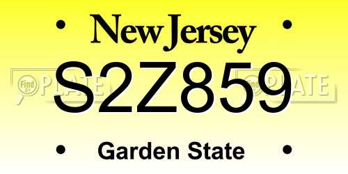 S2Z859 New Jersey License Plate