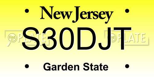 S30DJT New Jersey License Plate