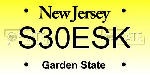 S30ESK New Jersey License Plate