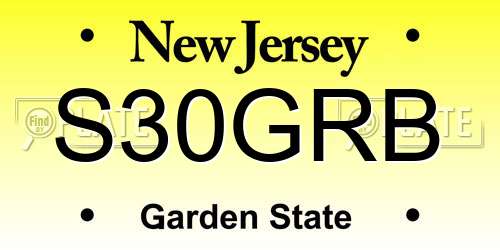 S30GRB New Jersey License Plate
