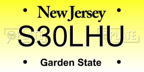 S30LHU New Jersey License Plate