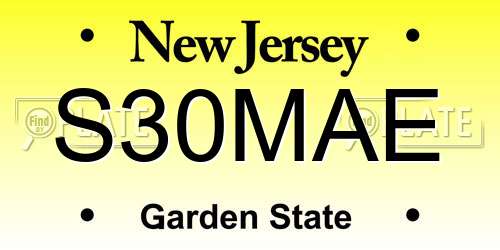 S30MAE New Jersey License Plate