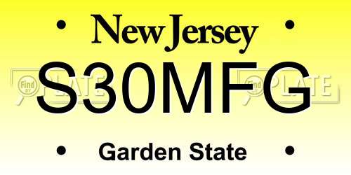 S30MFG New Jersey License Plate