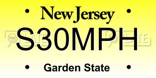 S30MPH New Jersey License Plate