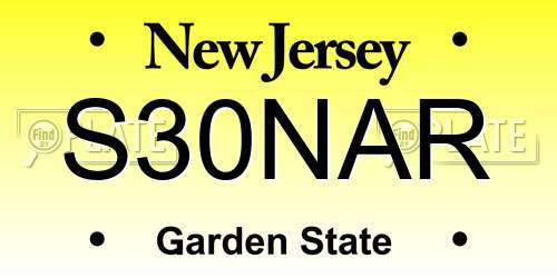 S30NAR New Jersey License Plate