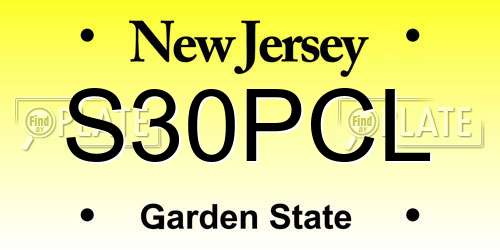 S30PCL New Jersey License Plate