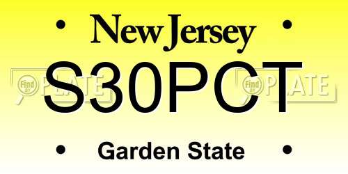 S30PCT New Jersey License Plate