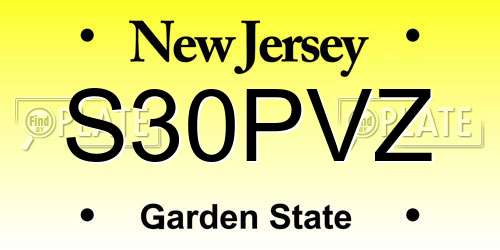 S30PVZ New Jersey License Plate