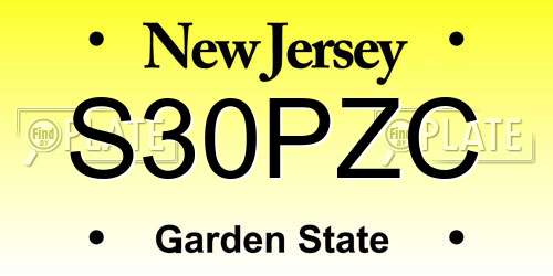 S30PZC New Jersey License Plate