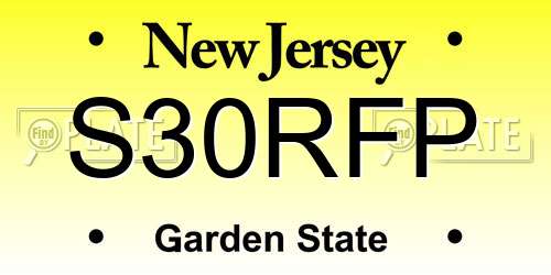 S30RFP New Jersey License Plate