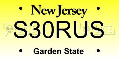 S30RUS New Jersey License Plate