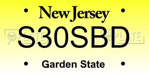 S30SBD New Jersey License Plate