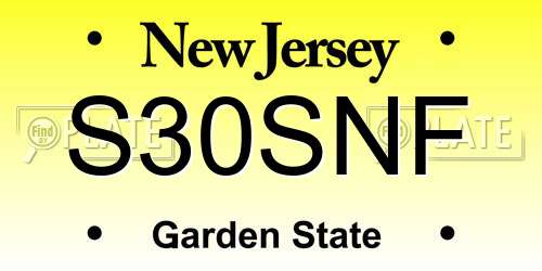 S30SNF New Jersey License Plate
