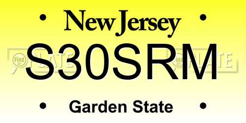 S30SRM New Jersey License Plate