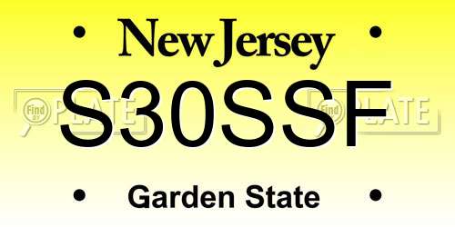 S30SSF New Jersey License Plate