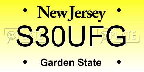S30UFG New Jersey License Plate