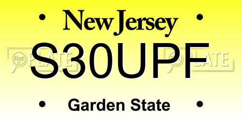 S30UPF New Jersey License Plate