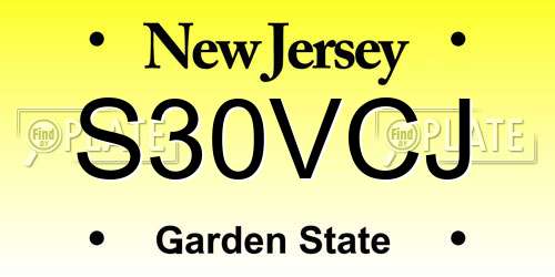 S30VCJ New Jersey License Plate