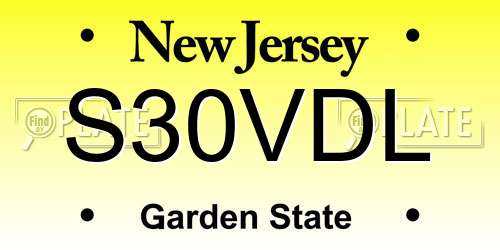 S30VDL New Jersey License Plate