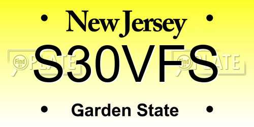 S30VFS New Jersey License Plate
