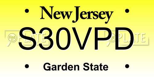 S30VPD New Jersey License Plate