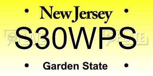 S30WPS New Jersey License Plate