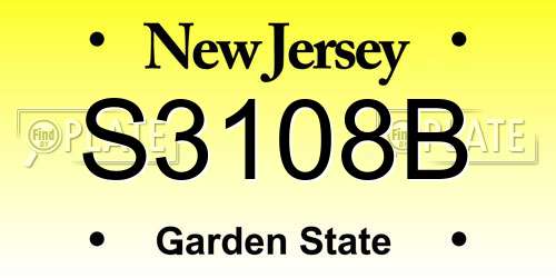 S3108B New Jersey License Plate