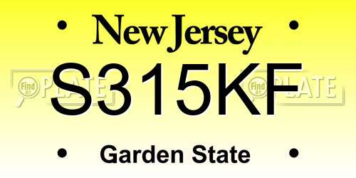 S315KF New Jersey License Plate