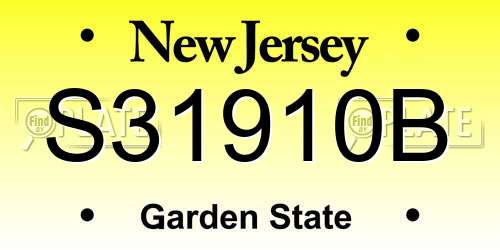S31910B New Jersey License Plate